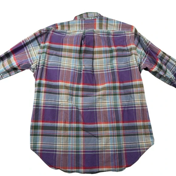 VTG Ralph Lauren Classic Fit Plaid Button Down Shirt Men's Sz Large green purple - Picture 3 of 8